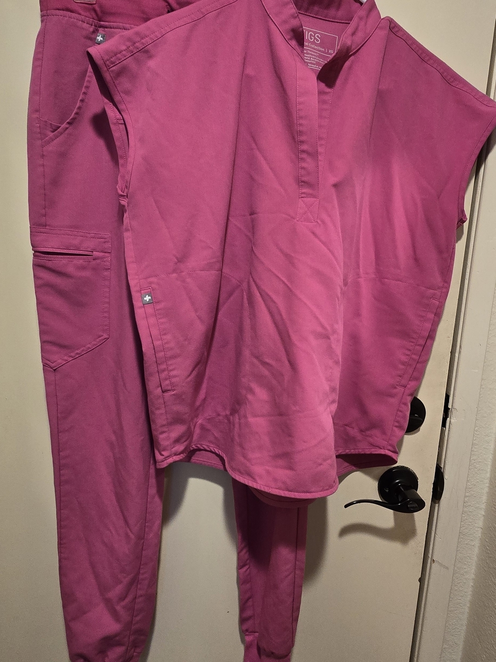 FIGS Women's Medical Scrub Top & Pants Set in Bright Magenta